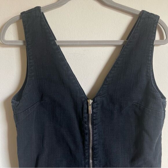 Zara TRF Collection Black Denim Jumpsuit Front Zipper Medium - Picture 7 of 11